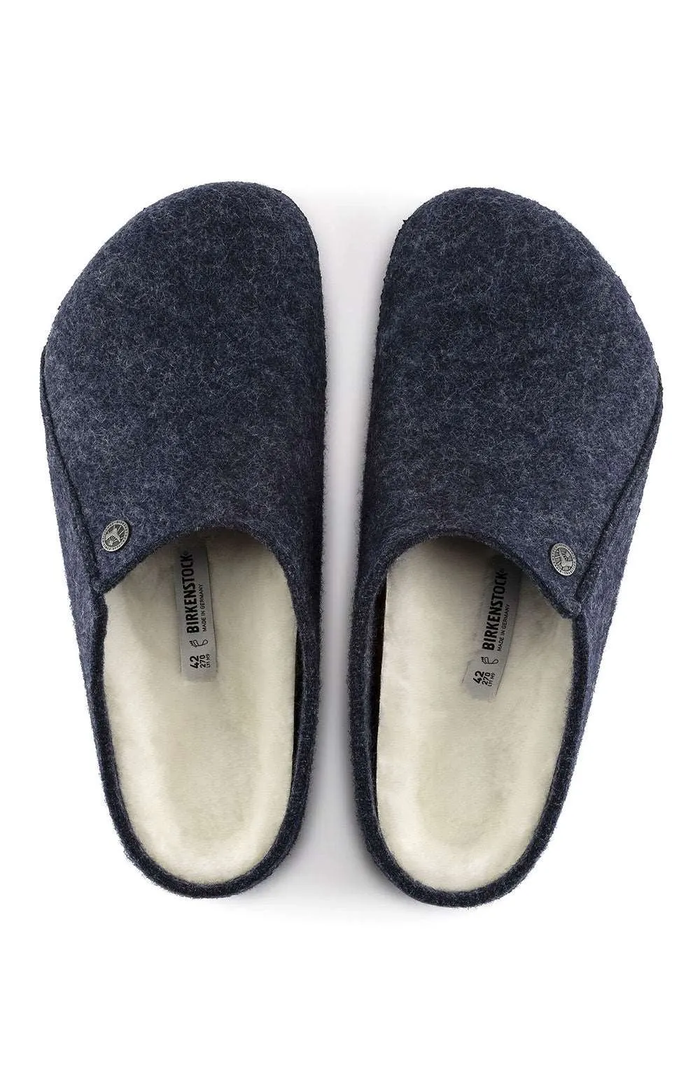 (1017535) Zermatt Shearling Wool Felt Slippers - Dark Blue