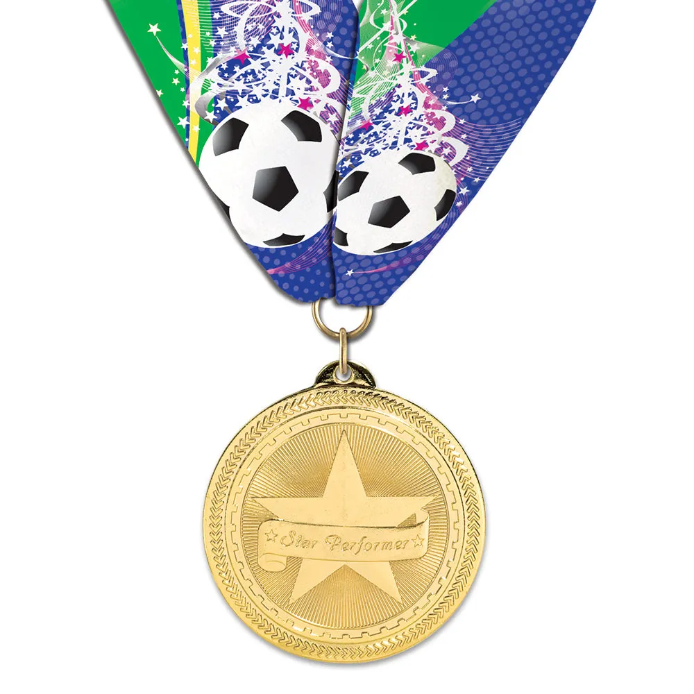 2" Custom BL Award Medal With Custom Millennium Neck Ribbon