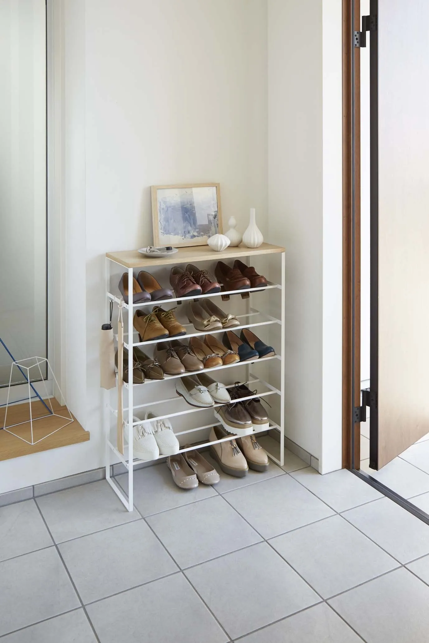 6-Tiered Wood-Top Shoe Rack