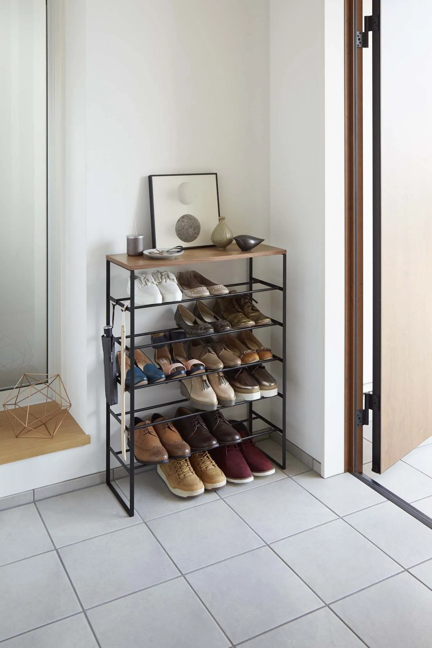 6-Tiered Wood-Top Shoe Rack