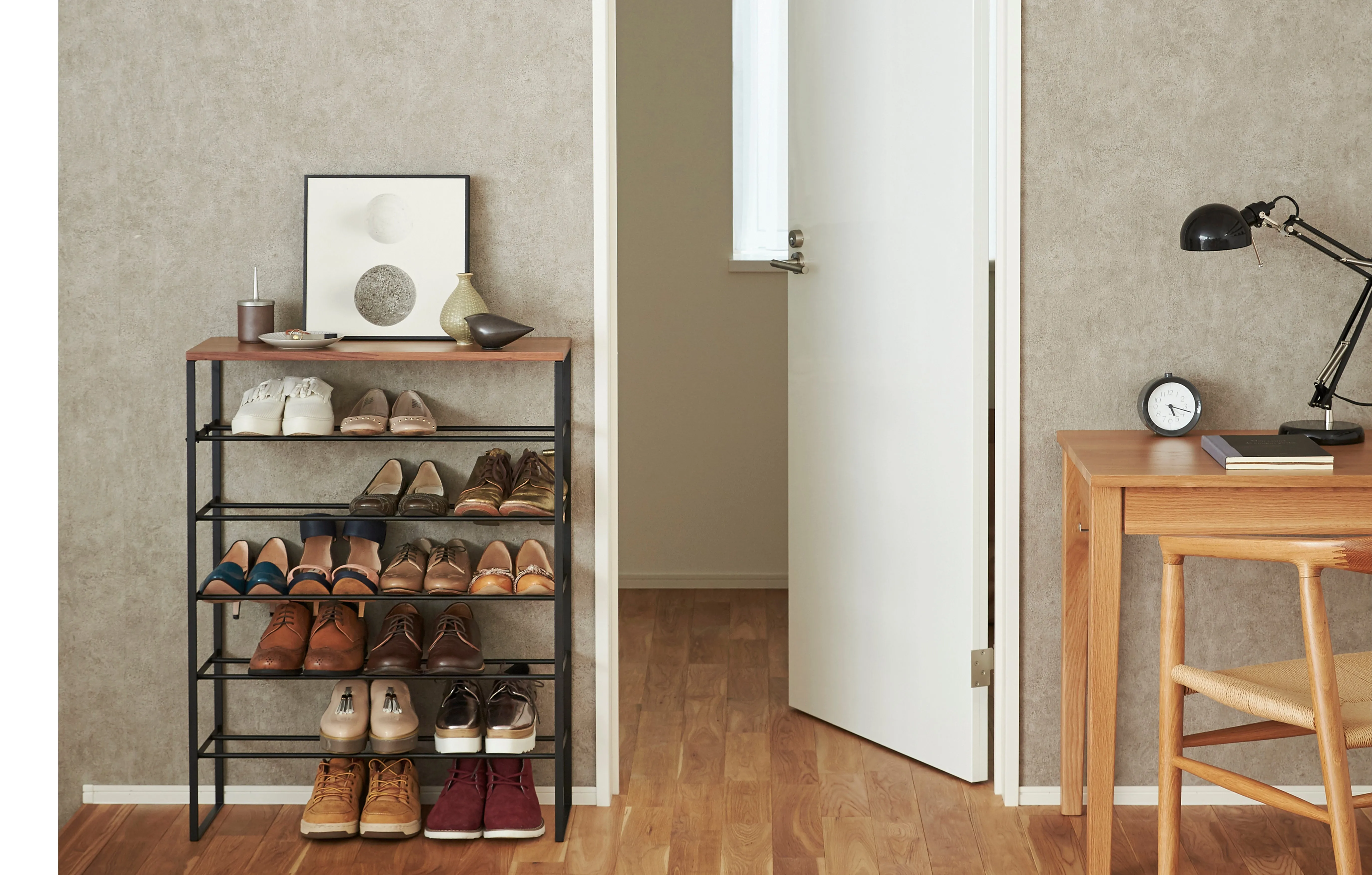 6-Tiered Wood-Top Shoe Rack