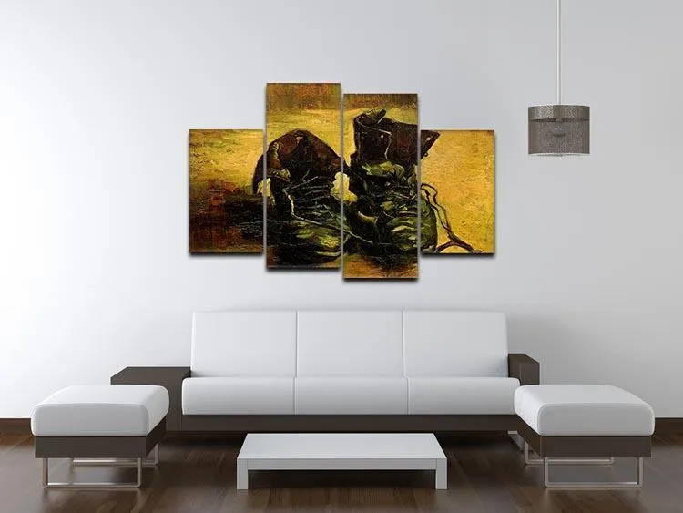 A Pair of Shoes 2 by Van Gogh 4 Split Panel Canvas