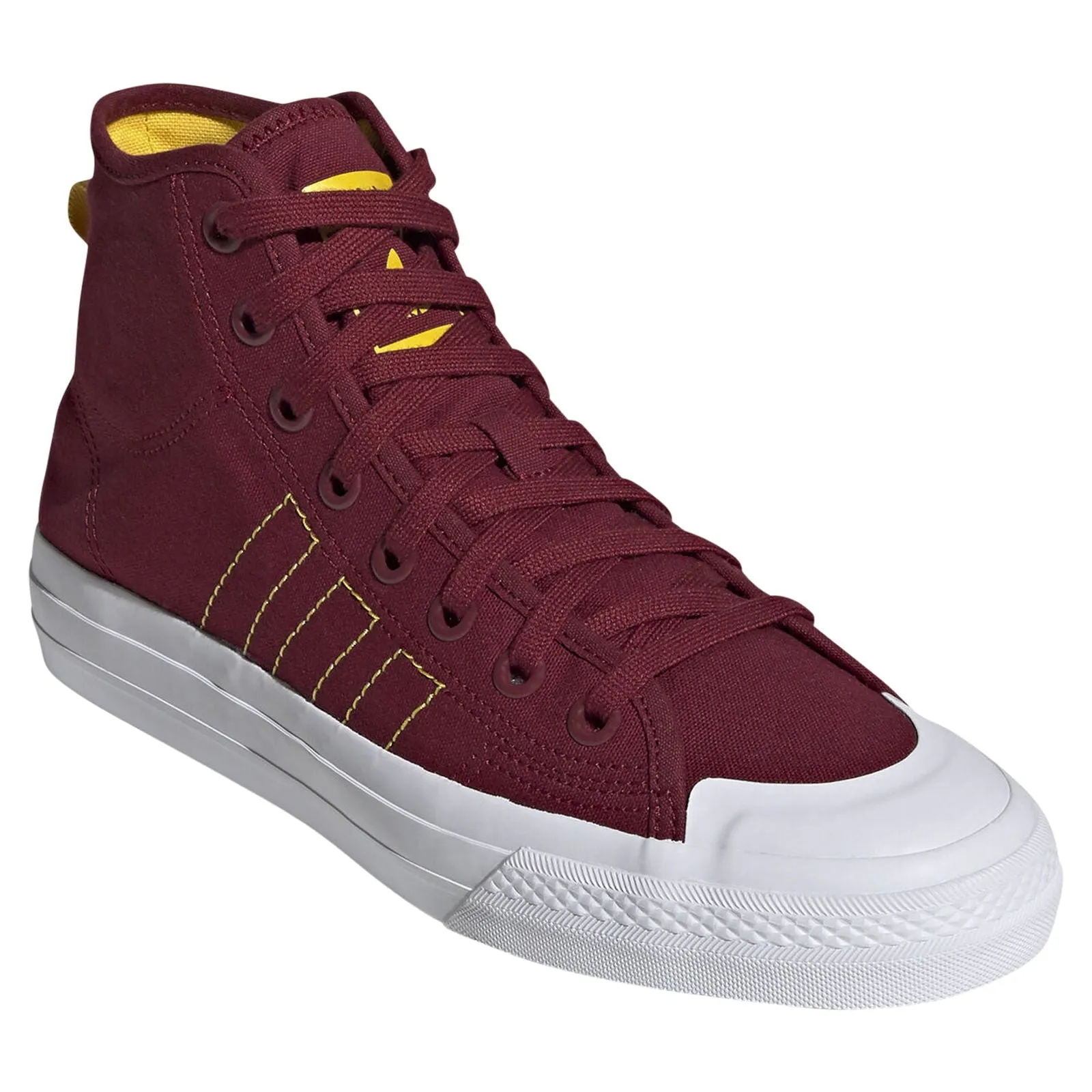 adidas Originals Nizza Hi RF Shoes - Burgundy/Yellow