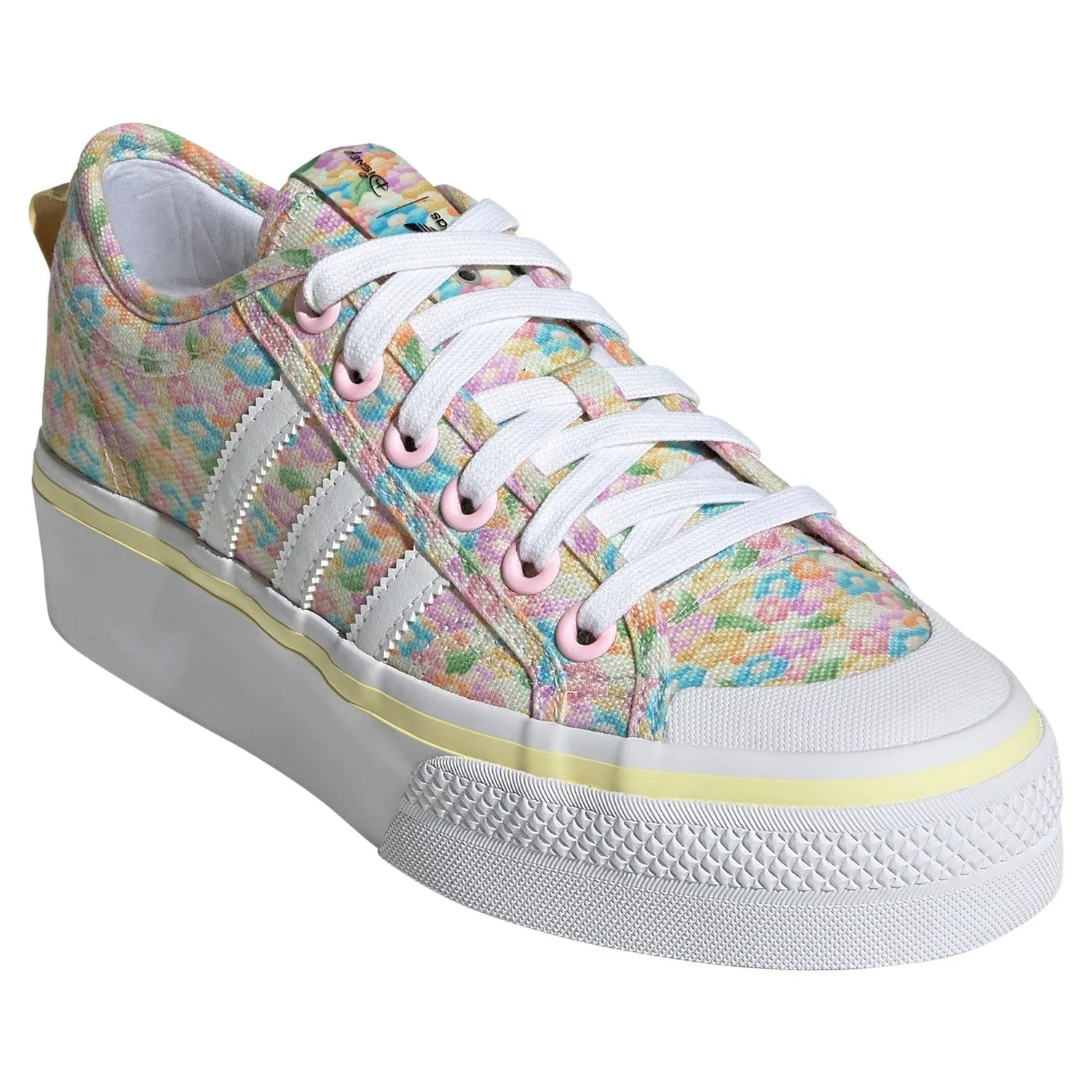 adidas Originals Womens Disney Nizza Platform Shoes - Clear Pink / Cloud White