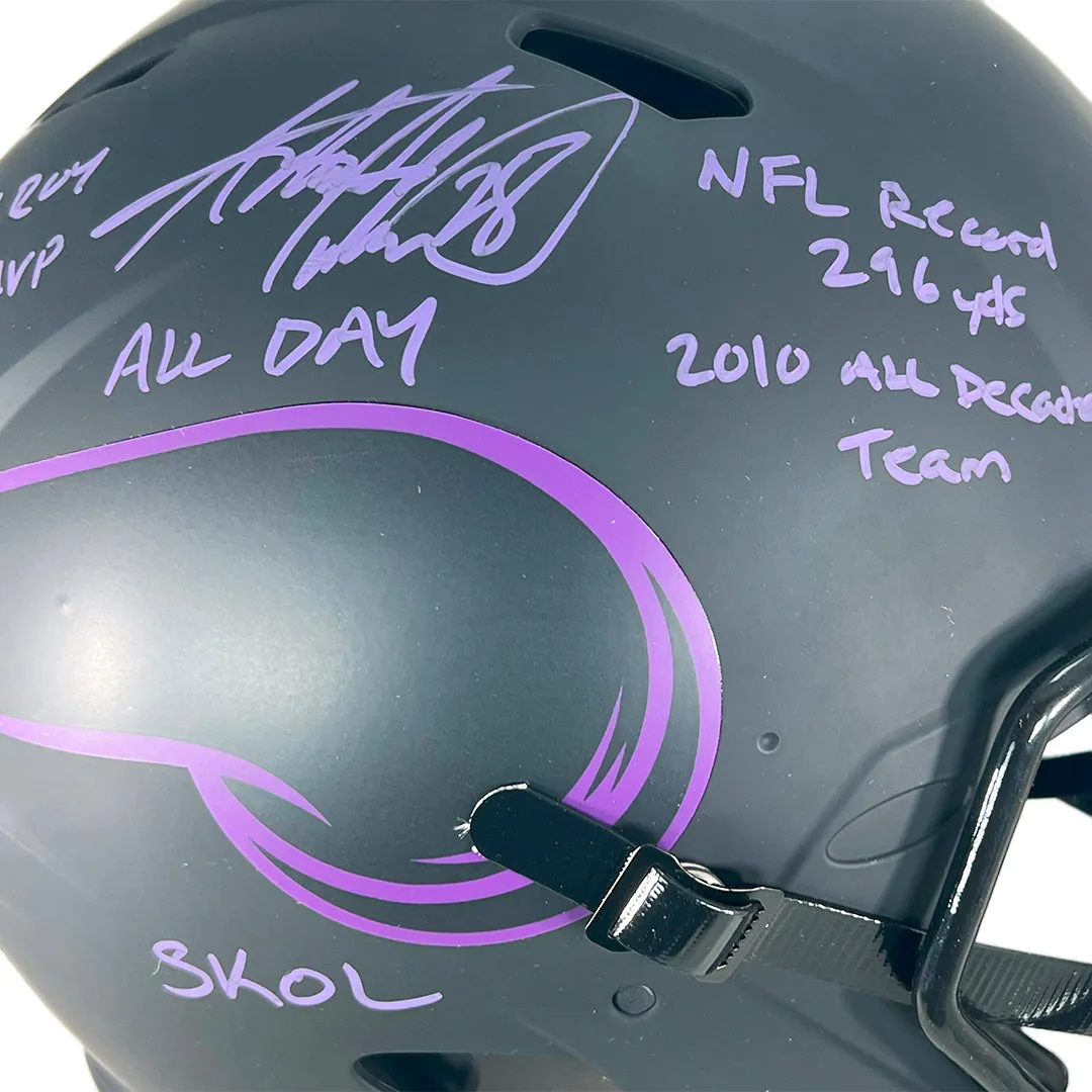 Adrian Peterson Signed Multi-Inscription Minnesota Vikings Authentic Eclipse Speed Full-Size Football Helmet (Beckett)