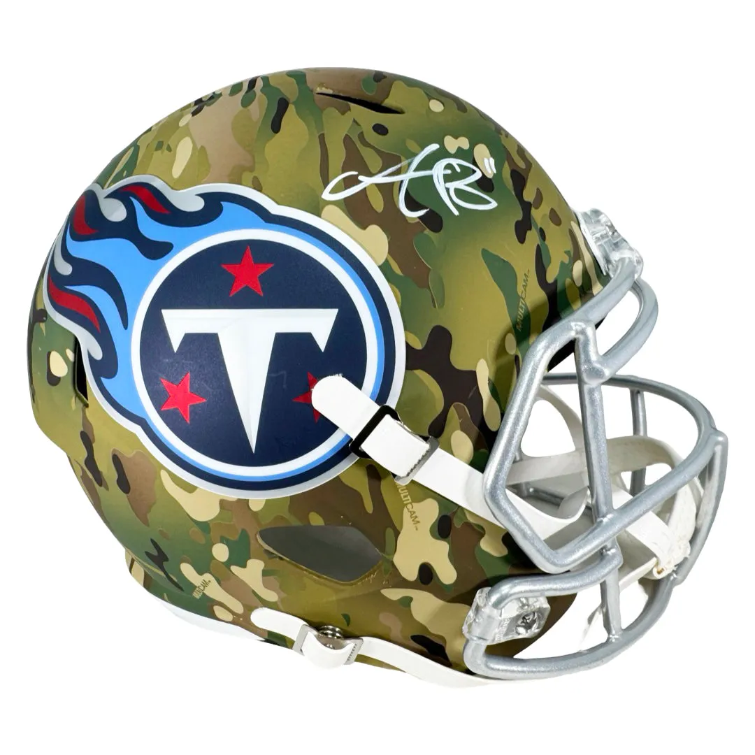 AJ Brown Signed Tennessee Titans Camo Speed Full-Size Replica Football Helmet (Beckett)