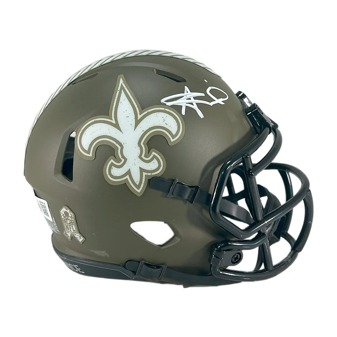 Alvin Kamara Signed New Orleans Saints Salute to Service Mini Football Helmet (Beckett)