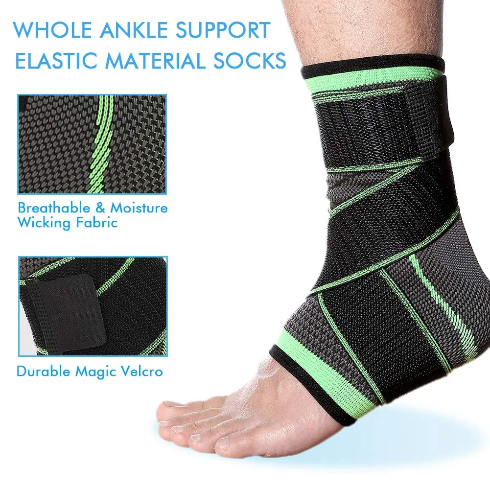 Ankle Brace for Women & Men, Adjustable Ankle Support Wrap, Ankle Compression Socks Ankle Sleeve for Pain Relief, Sports Protection, Ankle Strain, Plantar Fasciitis Sock Fits Left Right Feet (Medium) Medium (Pack of 1)