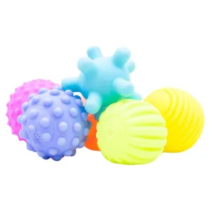 B4BRAIN Sensory Balls Toys Pack of 6 | Colourful Squeaky Ball | Soft Ball for 0-3 Year Babies for Brain Development Soft Silicone Rubber Balls(Squash, Multicolored)