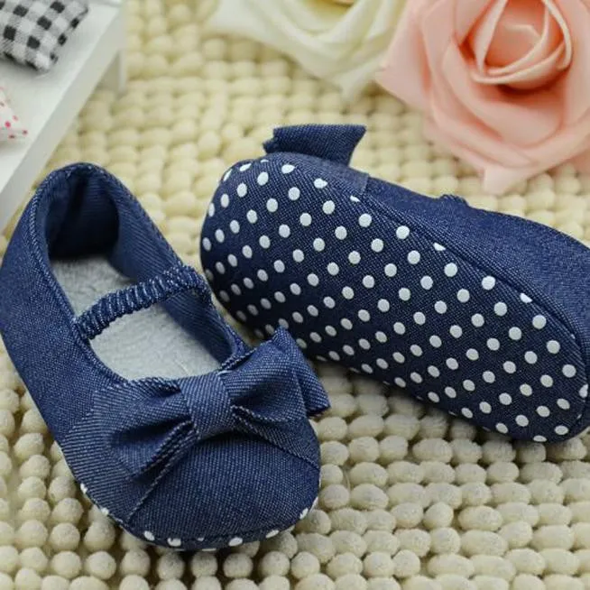 Baby Bowknot Denim Princess First Walkers