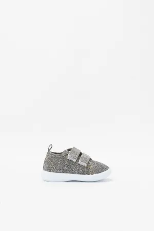 Baby Boys Grey Double Velcro Strap Pump