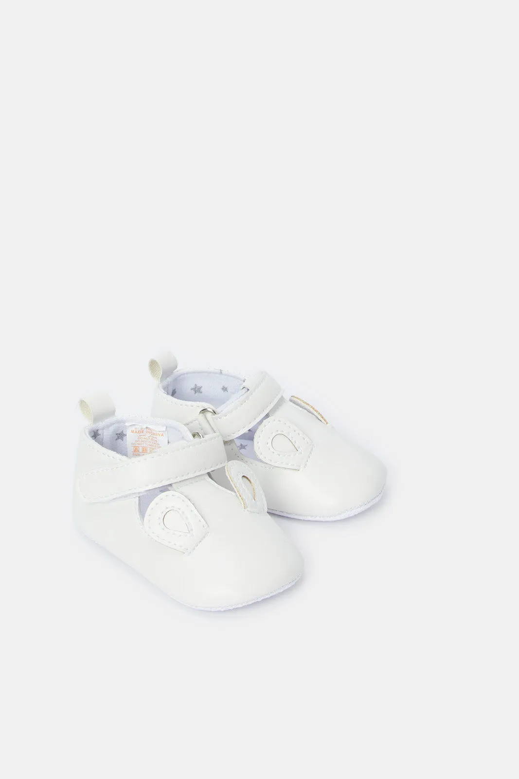 Baby White Velcro Pram Shoe