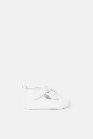 Baby White Velcro Pram Shoe