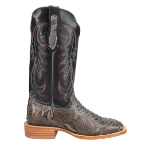 Back Cut Python Embroidered Wide Square Toe Cowboy Boots