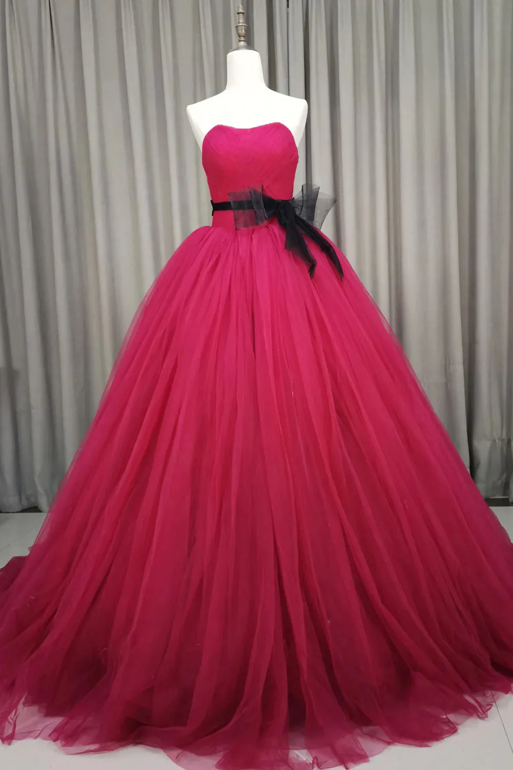 Ball Gown Pink Sweetheart Neck Tulle Long Prom Dress Princess Quinceanera Dresses UQP0238