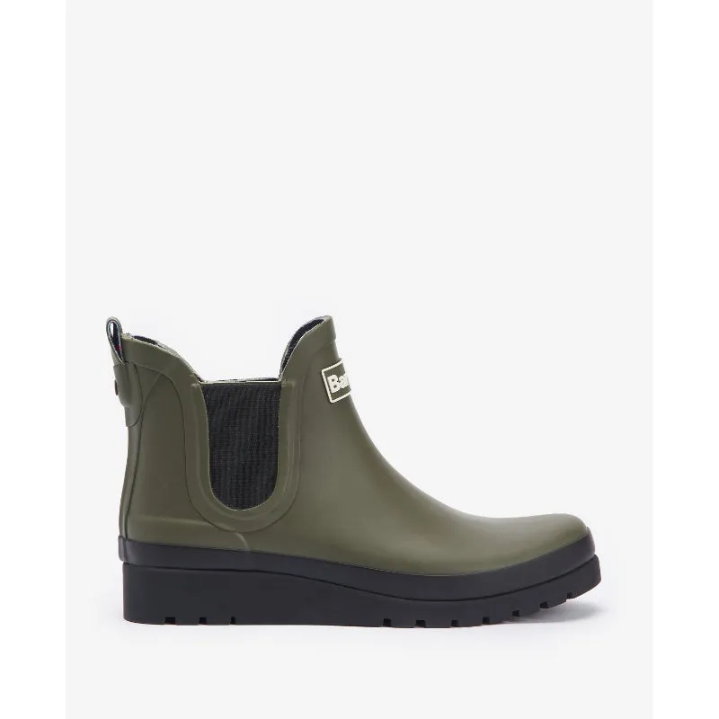 Barbour Clifton Wedge Ladies Chelsea Wellington Boot - Olive/Black