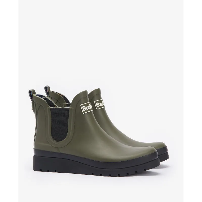 Barbour Clifton Wedge Ladies Chelsea Wellington Boot - Olive/Black