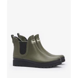 Barbour Clifton Wedge Ladies Chelsea Wellington Boot - Olive/Black