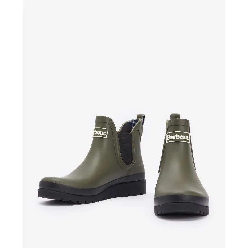 Barbour Clifton Wedge Ladies Chelsea Wellington Boot - Olive/Black