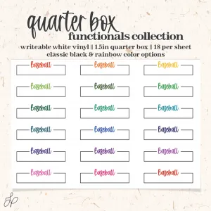 Baseball || Quarter Box Planner Stickers