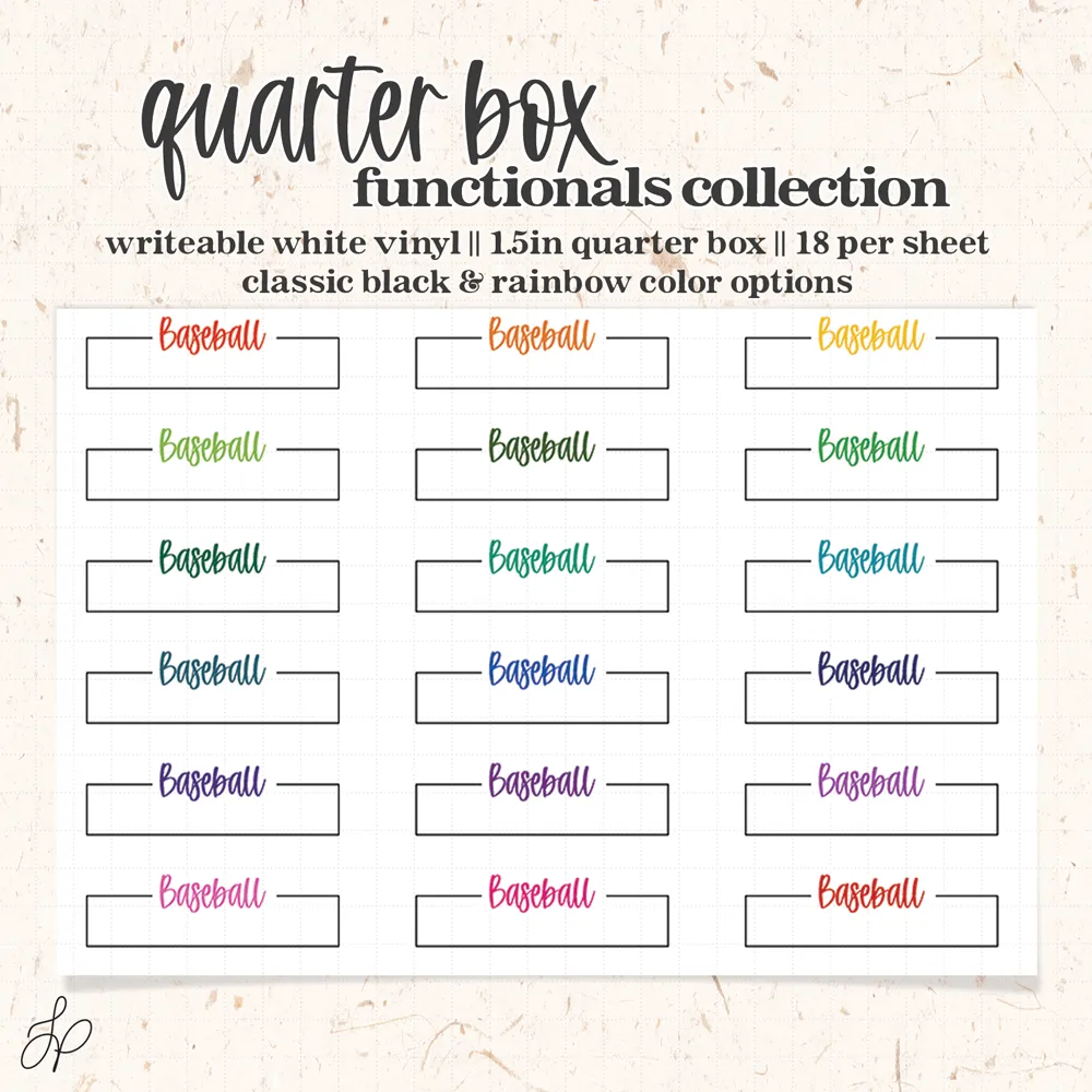 Baseball || Quarter Box Planner Stickers