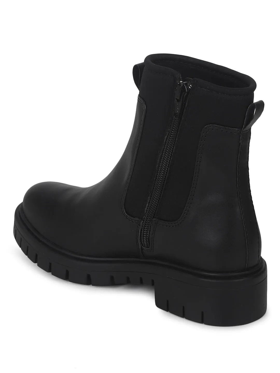 Black PU Kitten Ankle Boots (TC-ST-1249-BLK)