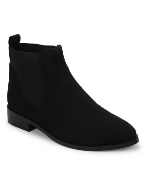 Black Suede Chelsea Ankle Boots