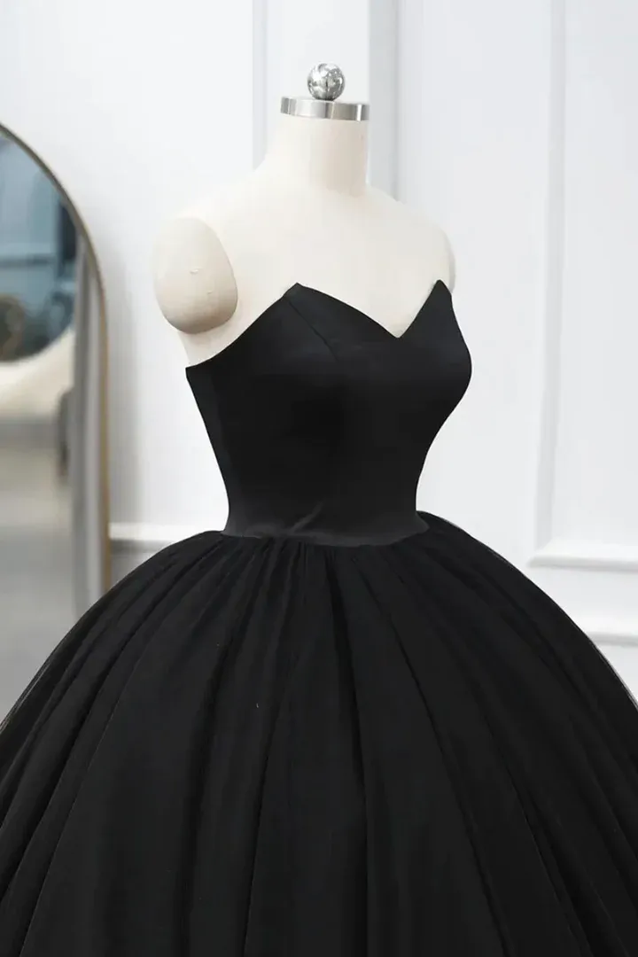 Black Sweetheart Ball Gown Long Formal Dress, Black Sweet 16 Dress