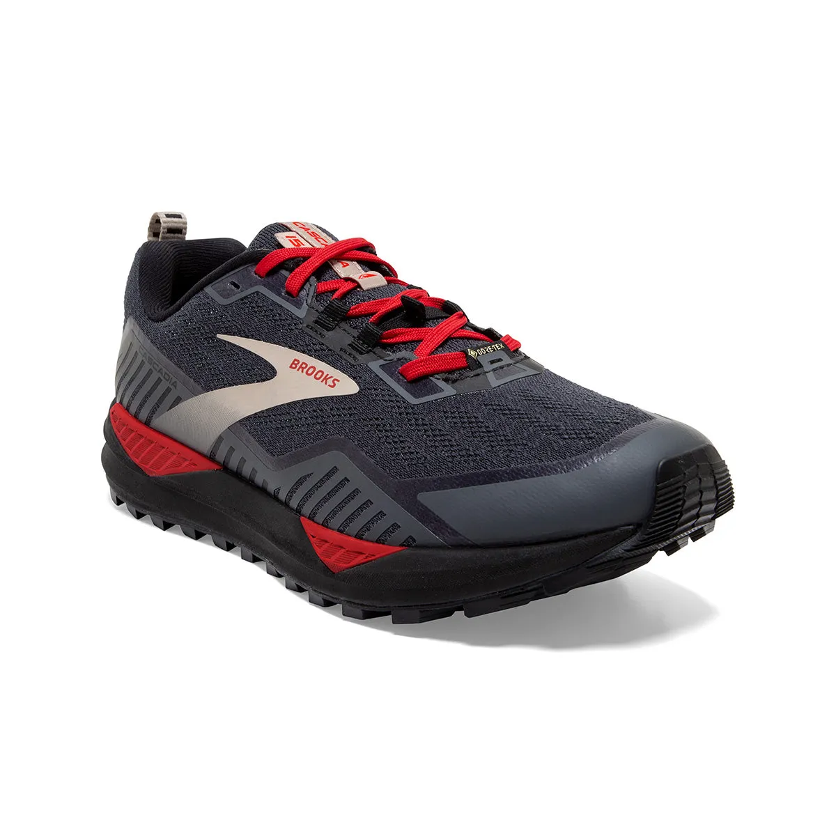 Brooks Cascadia GTX 15 Mens | Black/ebony/red