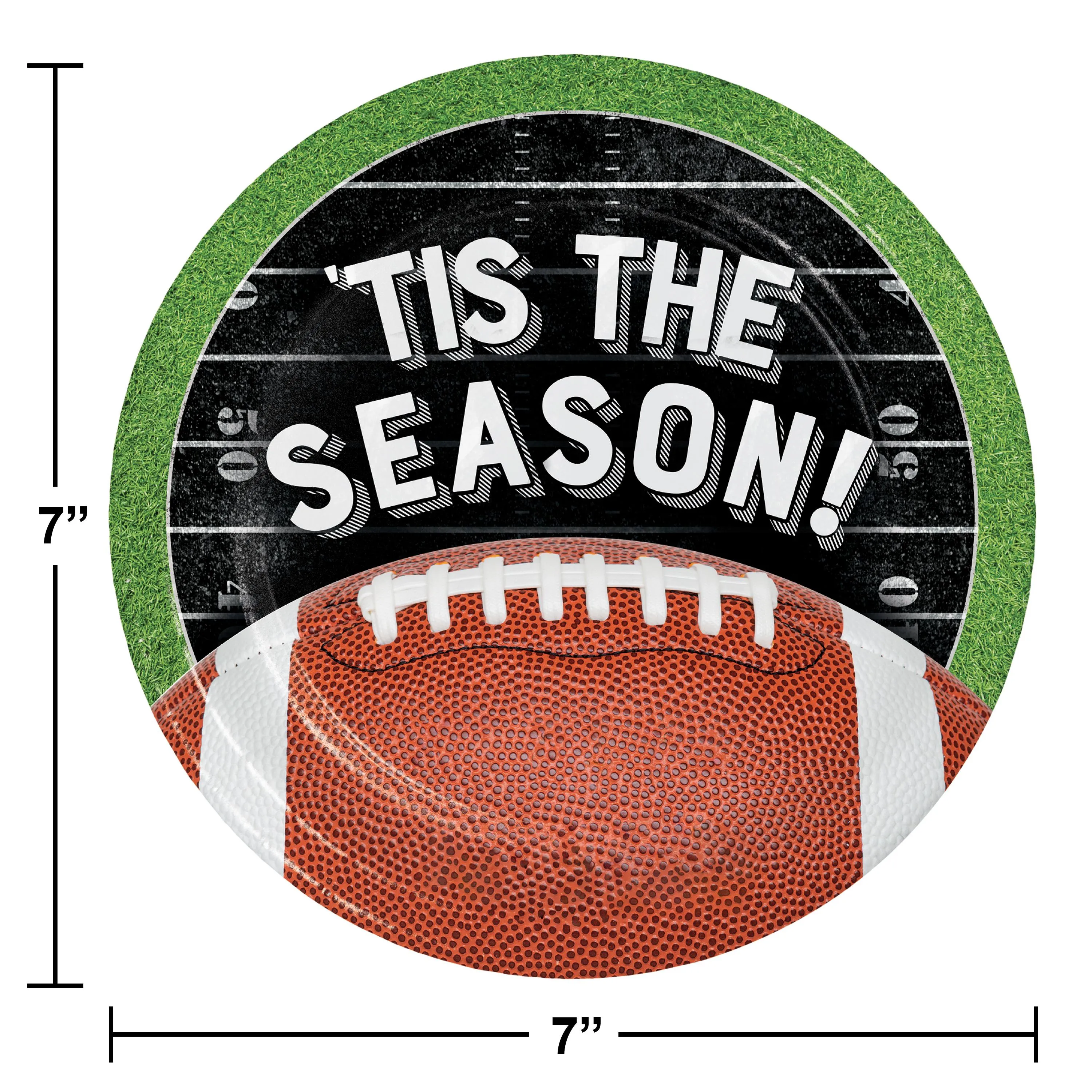 Bulk Football Tis the Season 6.75 Inch Paper Dessert Plate (96 per Case)