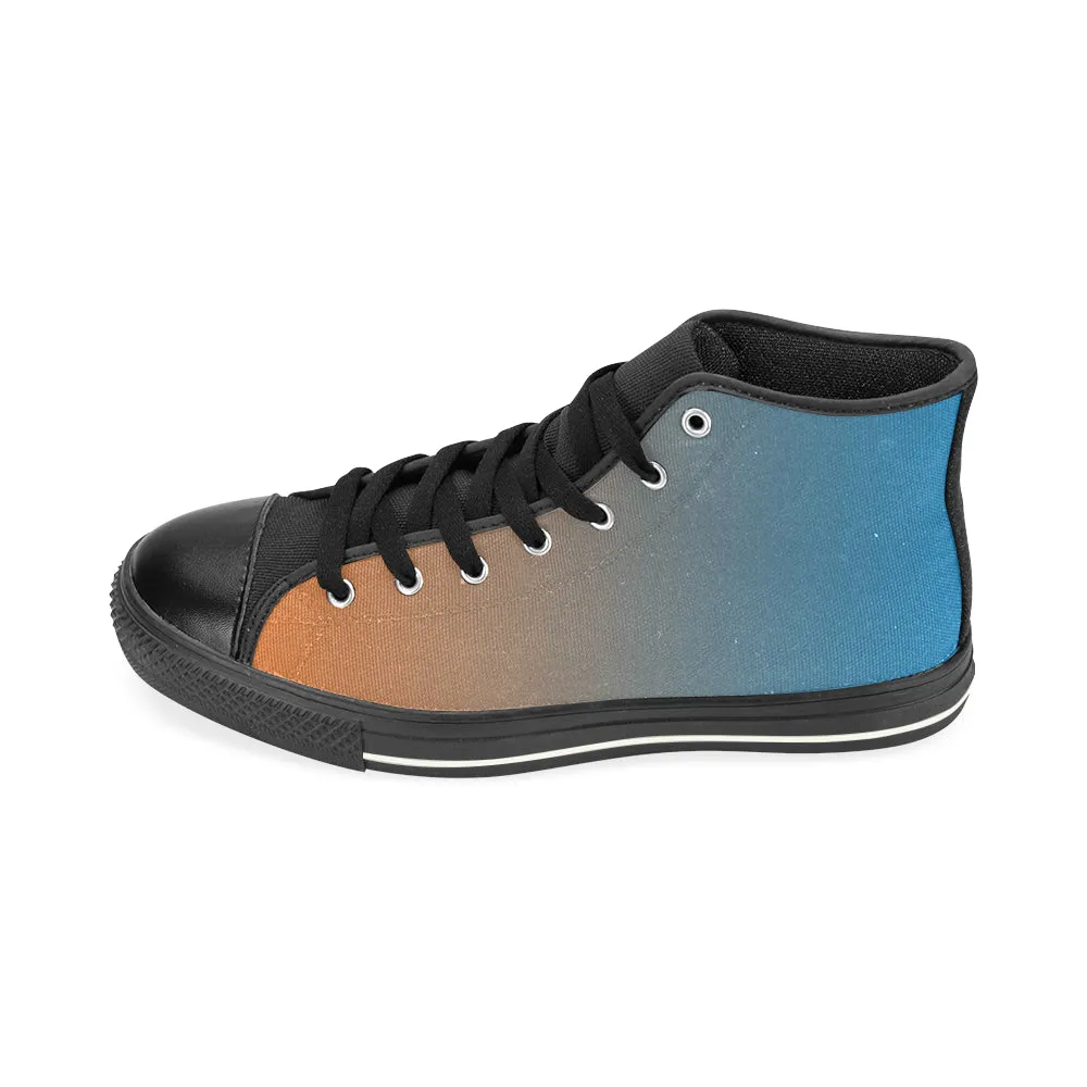 Buy Men's Bluish Orange Solids Print Canvas High Top Shoes at TFS