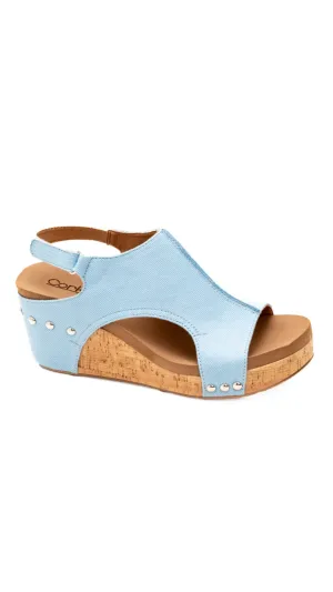 Canvas Carley Wedges by Corky's - Light Blue