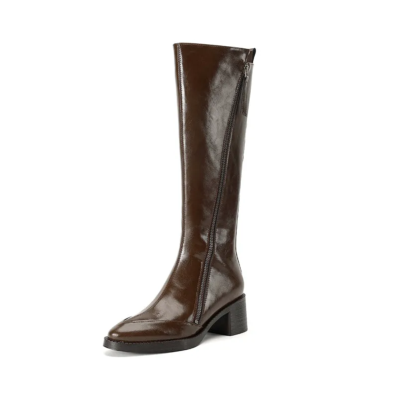 ChicLeather Elegant Zip Knee-High Boots