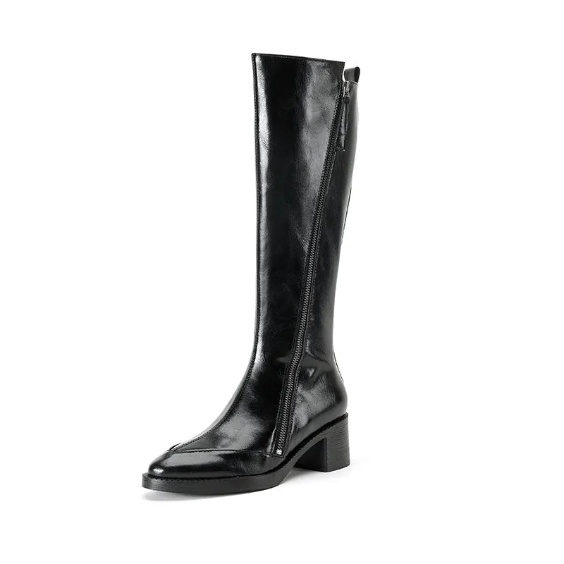 ChicLeather Elegant Zip Knee-High Boots