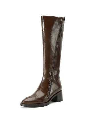 ChicLeather Elegant Zip Knee-High Boots