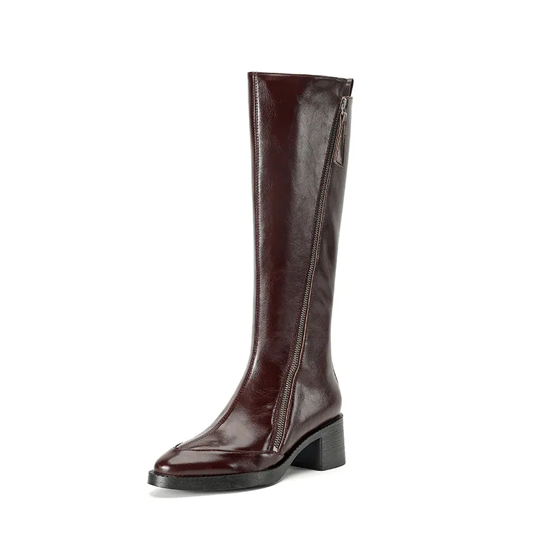 ChicLeather Elegant Zip Knee-High Boots