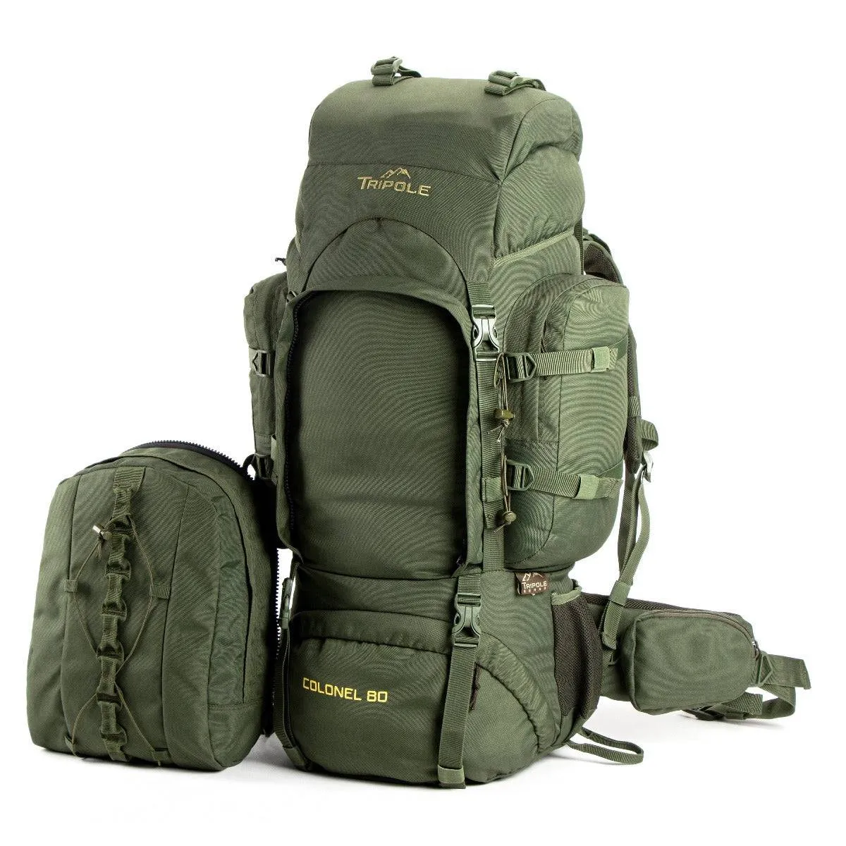 Colonel Series Rucksack   Detachable Day Pack & Rain Cover - 80 Litres- Army Green