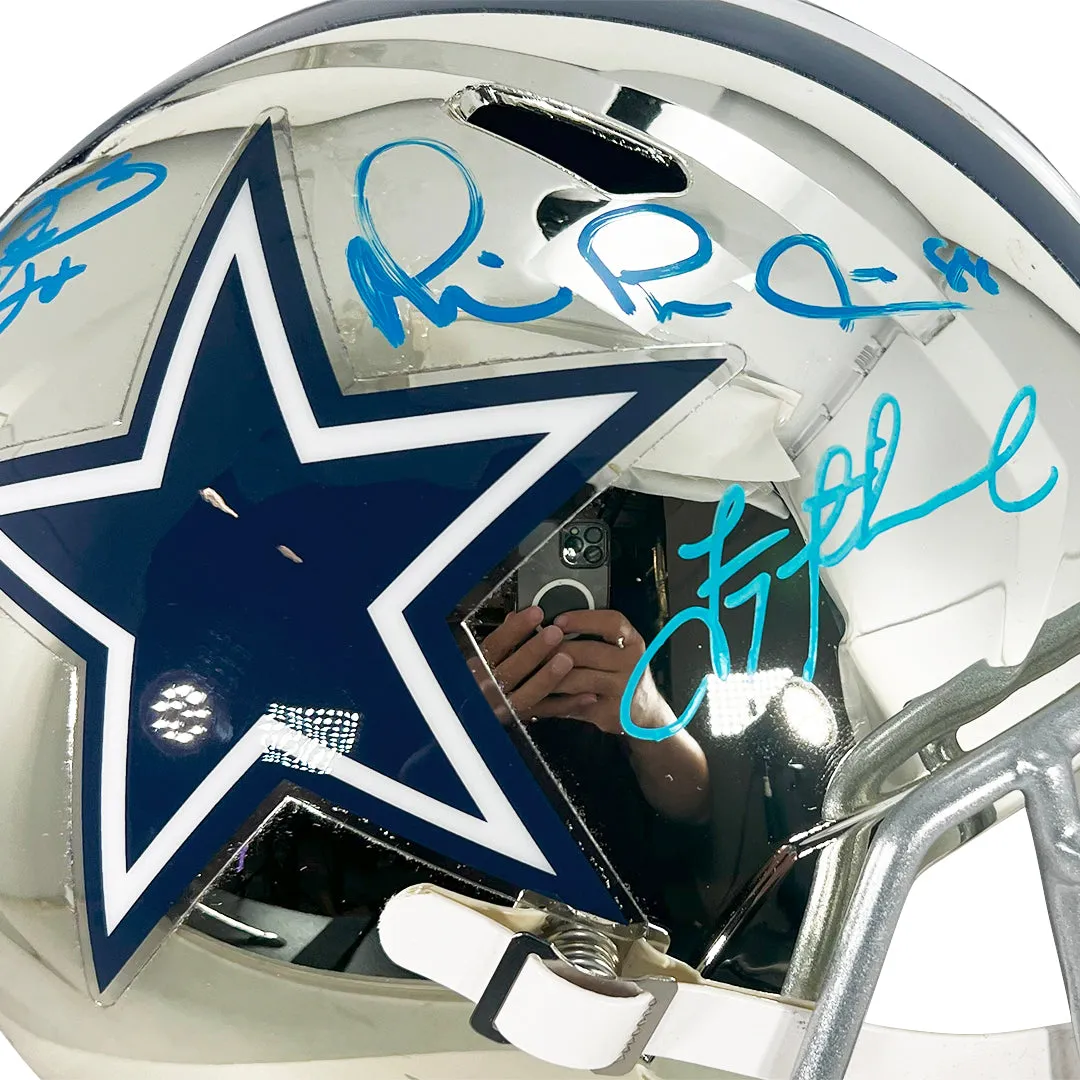 Cowboys Triplets Aikman, Emmitt & Irvin Signed Dallas Cowboys Chrome Speed Full-Size Replica Football Helmet (Beckett)