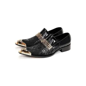 CrocoChic Genuine Leather Pointed Toe Dress Shoes