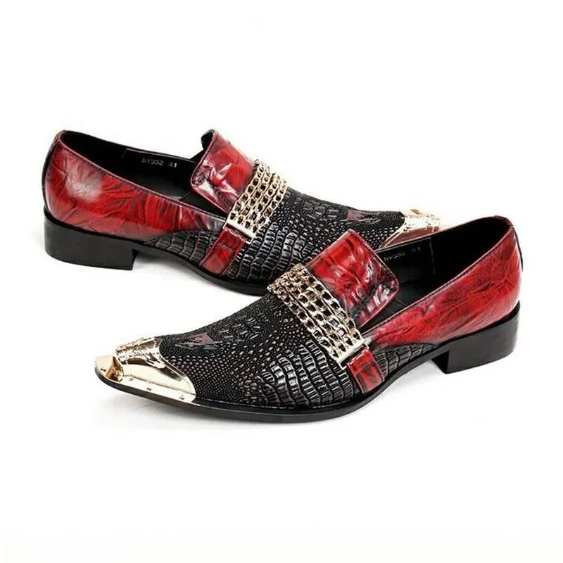 CrocoChic Genuine Leather Pointed Toe Dress Shoes