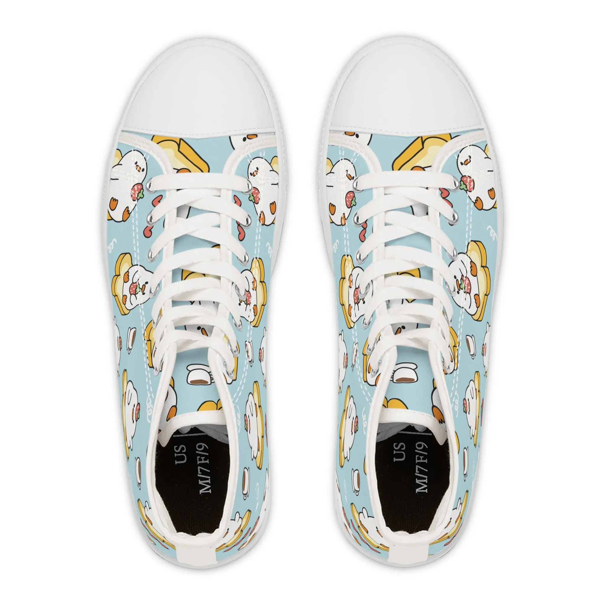 Cute Duck on Bread Women's High Top Sneakers