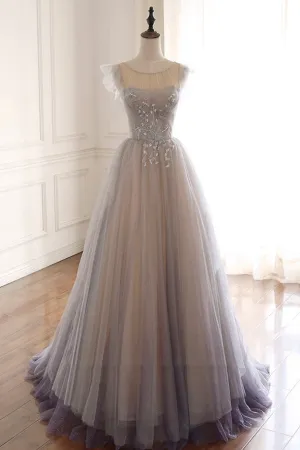 Cute tulle sequins long ball gown dress formal dress M5297