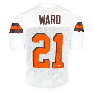 Denzel Ward Signed Cleveland White Football Jersey (Beckett)