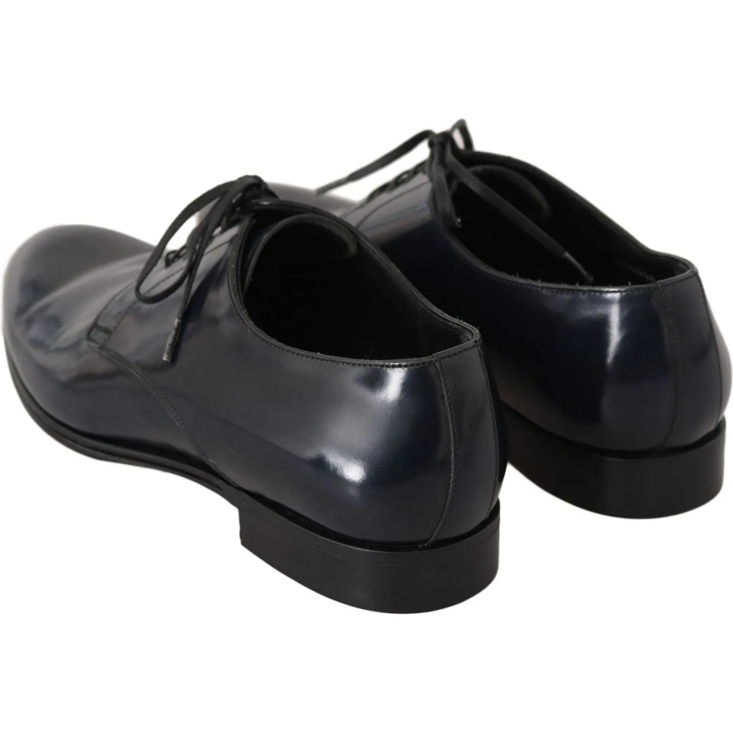 Dolce & Gabbana Elegant Dark Blue Leather Derby Dress Shoes