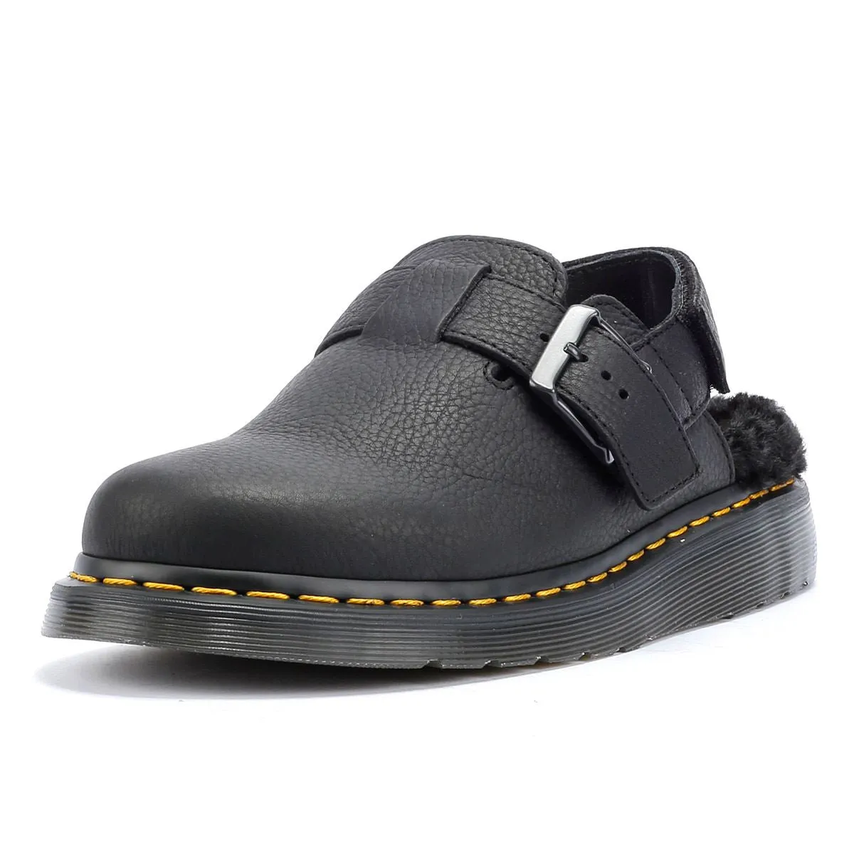 Dr. Martens Jorge II Fur Lined Leather Black Sandals