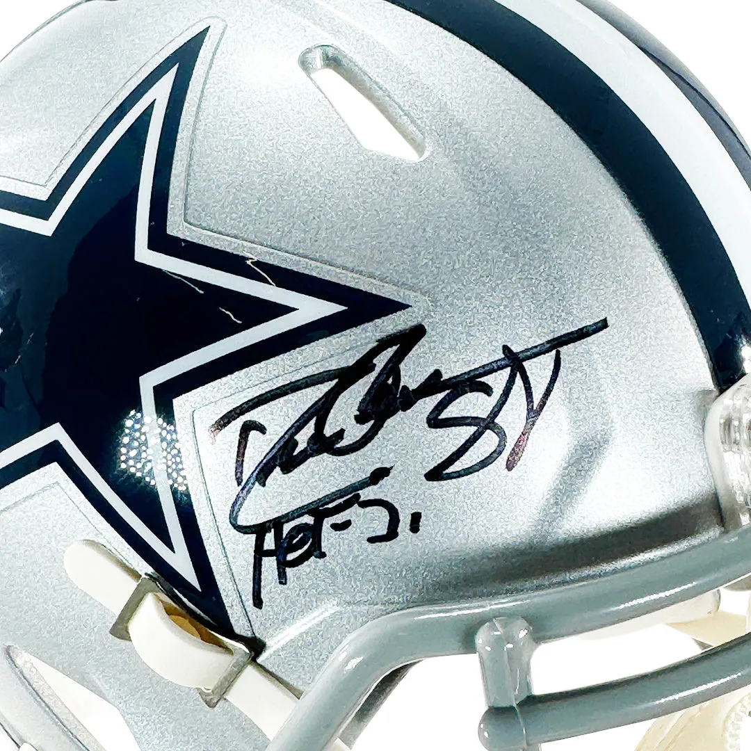 Drew Pearson Signed HOF 21 Inscription Dallas Cowboys Speed Mini Football Helmet (Beckett)