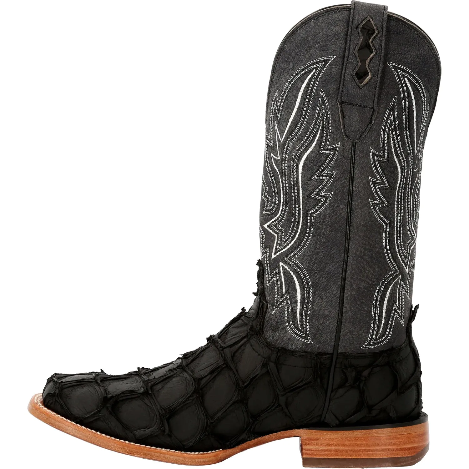 Durango Mens Premium Western Matte Black Pirarucu Cowboy Boots