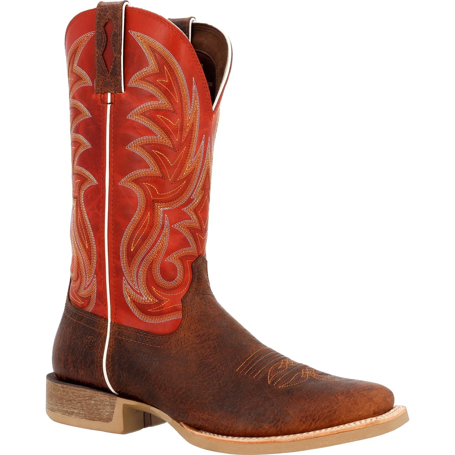 Durango Mens Rebel Pro Western Cognac Crunch/Red Leather Cowboy Boots