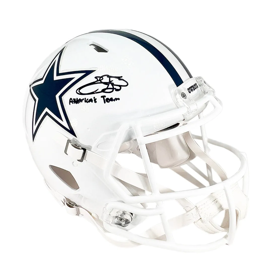 Emmitt Smith Signed America's Team Inscription Dallas Cowboys Alternate Authentic Speed Full-Size Football Helmet (JSA)