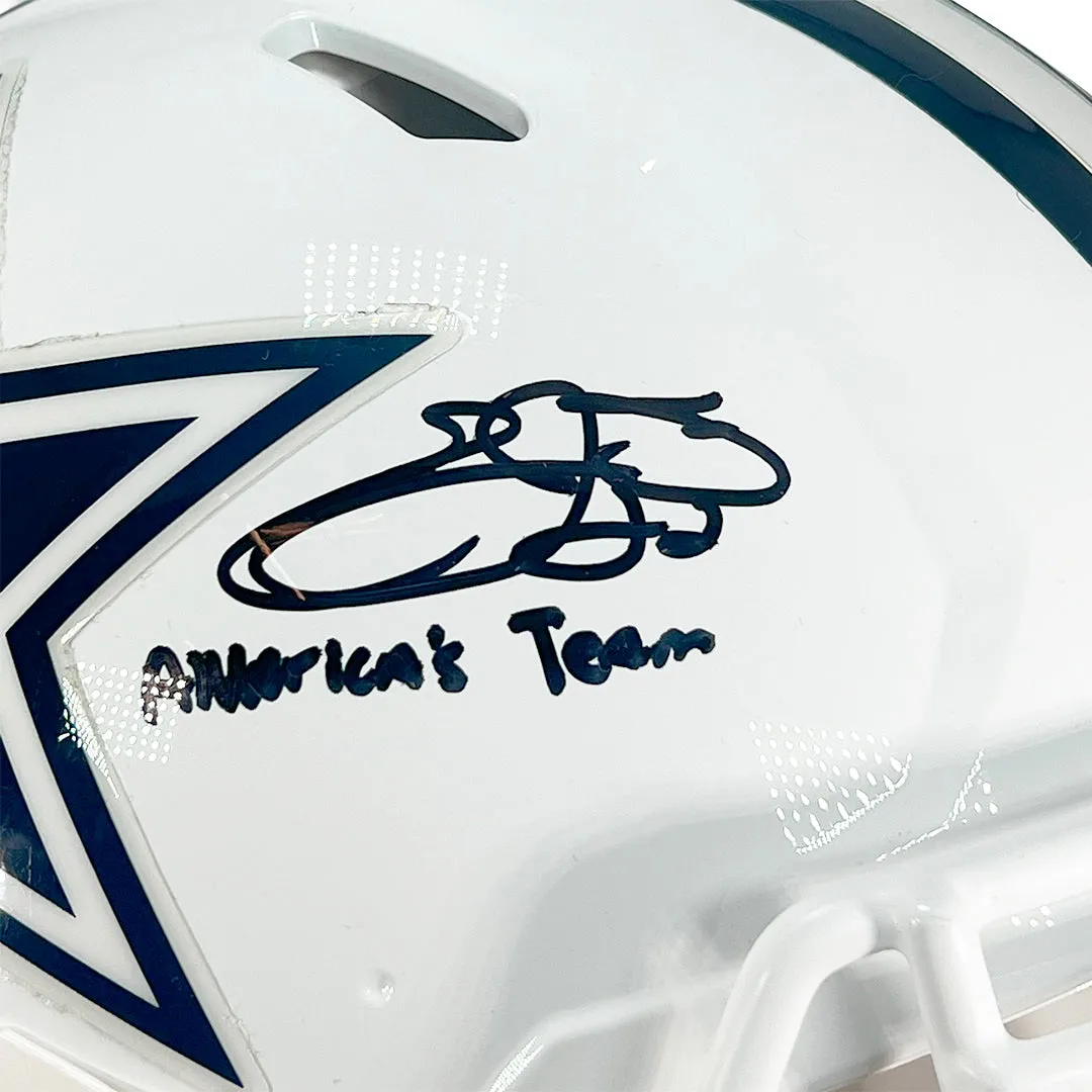 Emmitt Smith Signed America's Team Inscription Dallas Cowboys Alternate Authentic Speed Full-Size Football Helmet (JSA)